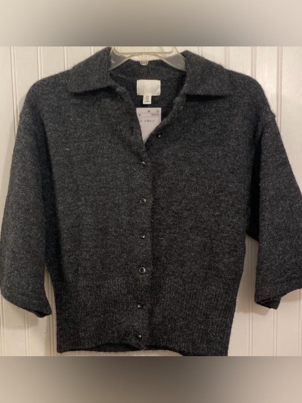H&M charcoal button up sweater blouse